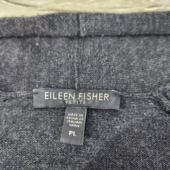 Eileen Fisher Petite Grey 100% Merino Wool Open Front Cardigan Women's Size PL - Picture 7 of 14
